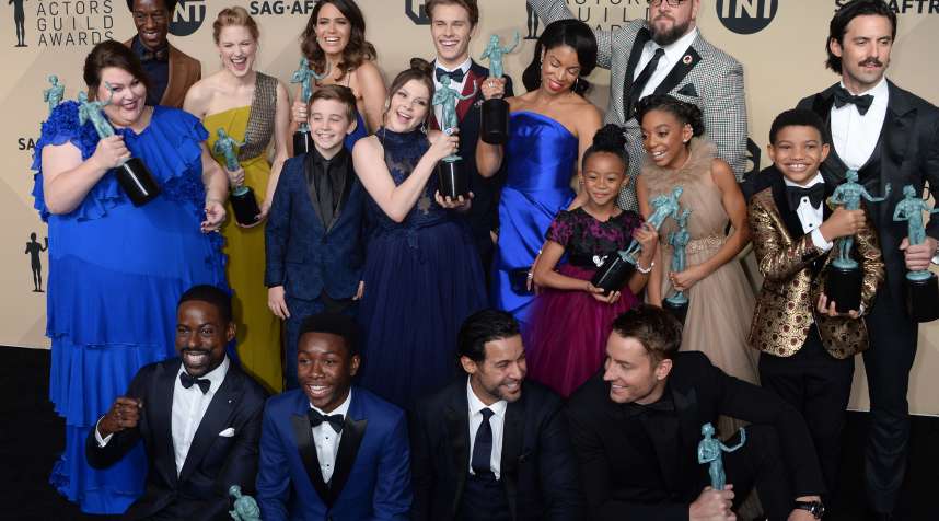 Chrissy Metz, Sterling K. Brown, Mandy Moore, Milo Ventimiglia and cast of This is US
                      24th Annual Screen Actors Guild Awards, Press Room, Los Angeles.