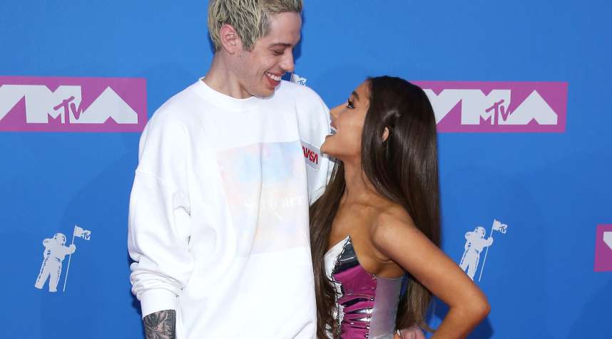Pete Davidson and Ariana Grande attend the 2018 MTV Video Music Awards at Radio City Music Hall on August 20, 2018 in New York City.