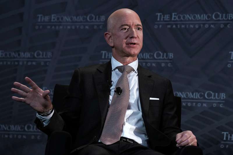 Jeff Bezos Speaks At Economic Club Of Washington With Club President David Rubenstein