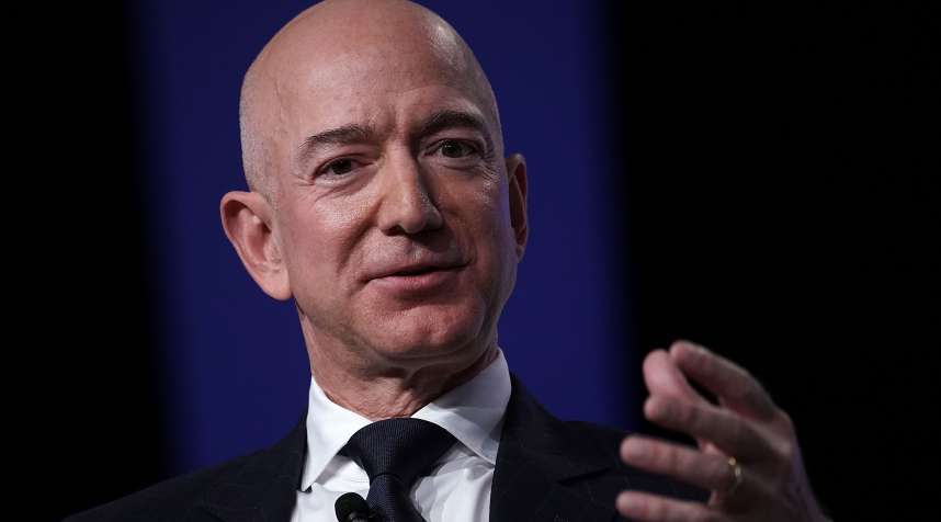 Amazon CEO Jeff Bezos, founder of space venture Blue Origin and owner of The Washington Post, participates in an event hosted by the Air Force Association September 19, 2018 in National Harbor, Maryland.