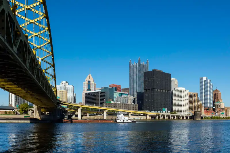 City skyline and Fort Pitt Bridge