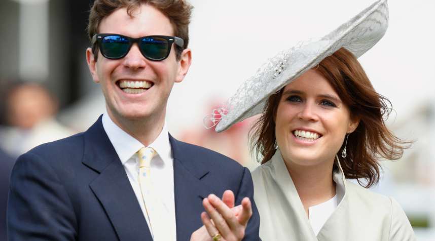 Princess Eugenie and Jack Brooksbank attend the Qatar Goodwood Festival at Goodwood Racecourse in Chichester, England.