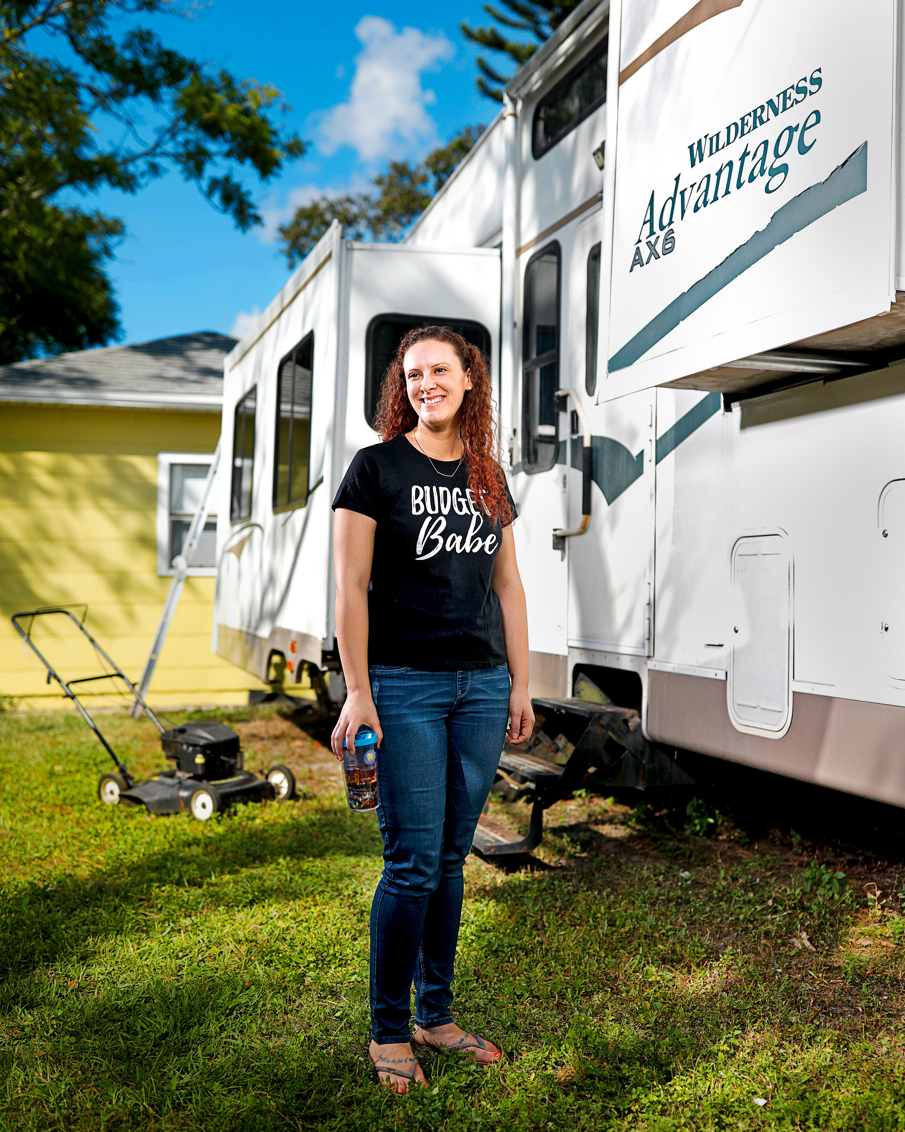 Jen Smith at her home in St. Petersburg. She used her T-shirt money to buy an RV she hopes to flip.