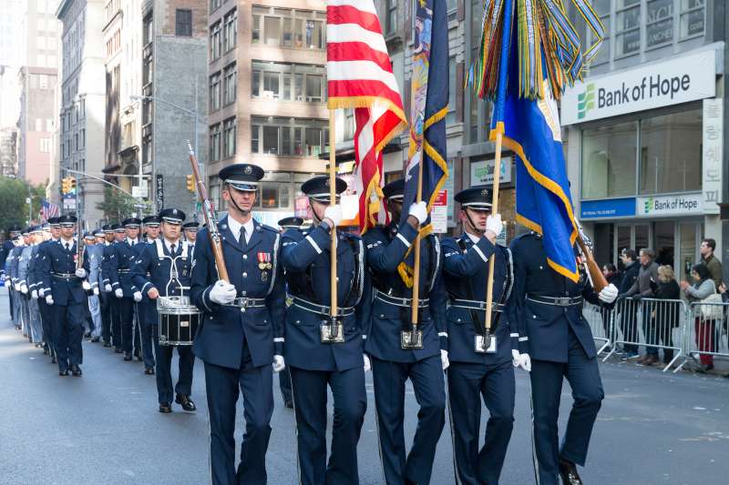Atmosphere during New York 99th annual Veterans Day Parade
