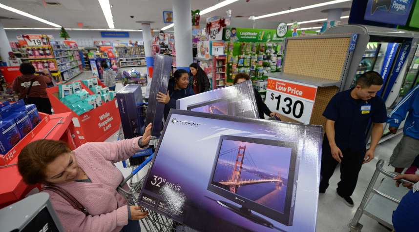 Shoppers wait in line at Walmart on Black Friday.