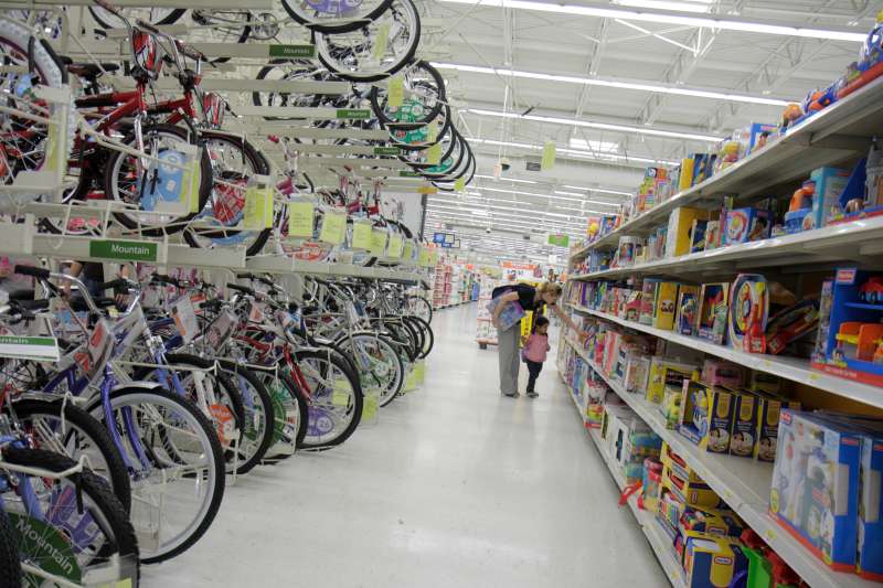 Bicycles and toys for sale at Walmart.