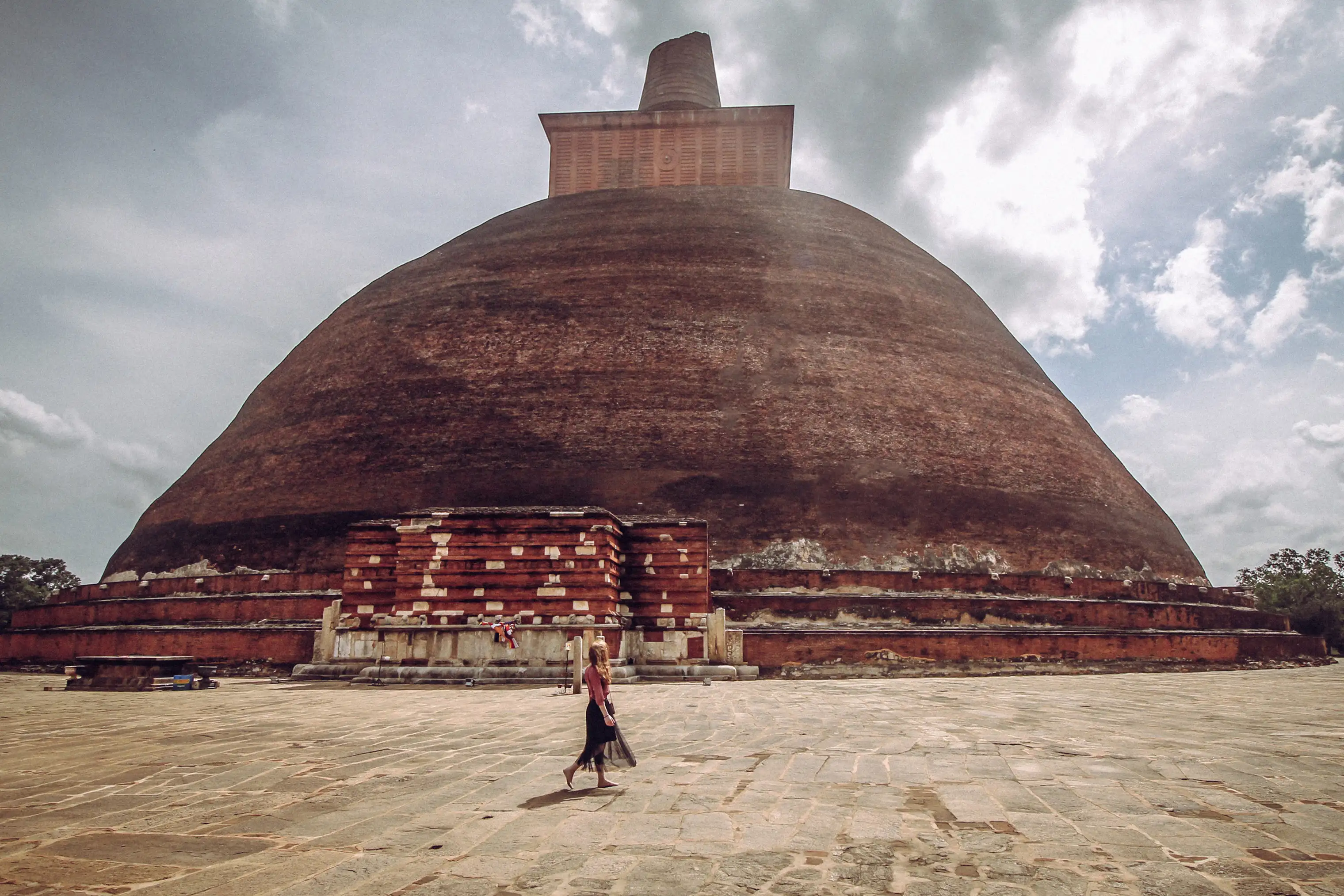 Rose Trafford walks the circumference of the Anuradhapura monastery in Sri Lanka.