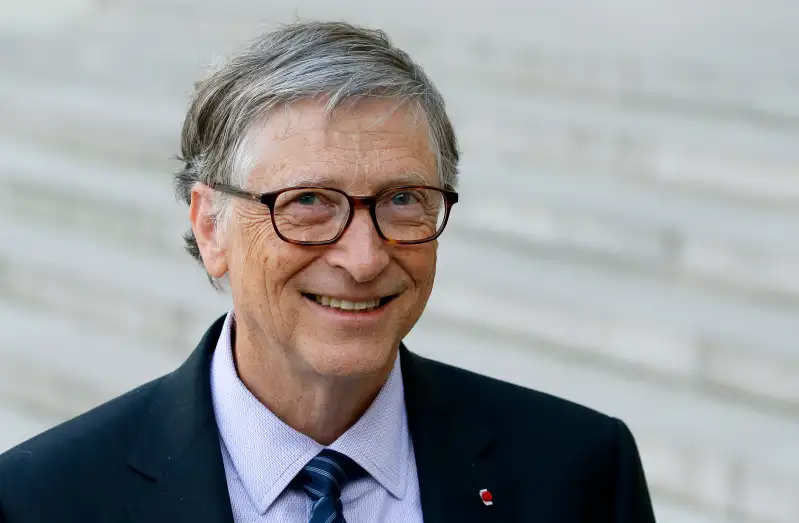 French President Emmanuel Macron Receives Bill And Melinda Gates At Elysee Palace