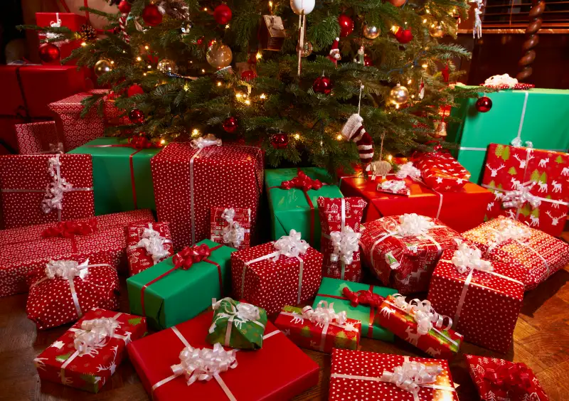 Christmas gifts under tree