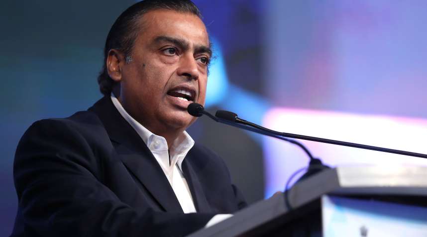 Managing Director of Reliance Industries Limited, Mukesh Ambani speaks during the inauguration of India Mobile Congress 2018 in New Delhi, India, October 25, 2018.