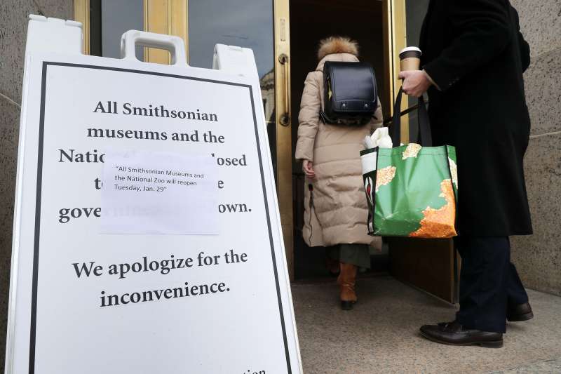 Furloughed workers return to work at the Smithsonian Museum of Natural History following the end of the longest-ever partial federal government shutdown January 28, 2019 in Washington, DC. The Smithsonian museums and zoo are due to reopen to the public Tuesday.