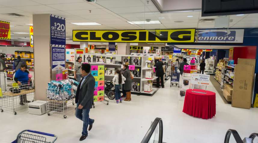 Customers shop at a Sears liquidation sale at a store in New York.