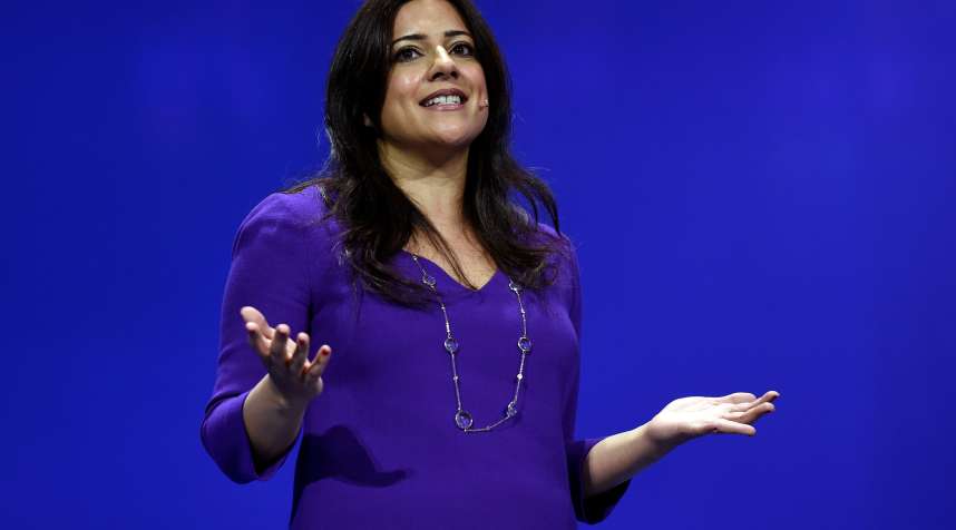Reshma Saujani, founder and chief executive officer of Girls Who Code Inc., speaks during the International Business Machines Corp. (IBM) InterConnect 2017 conference in Las Vegas, Nevada, U.S., on Tuesday, March 21, 2017.