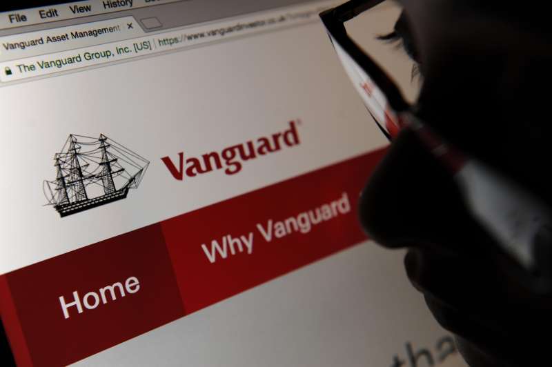 A woman looks at the Vanguard website