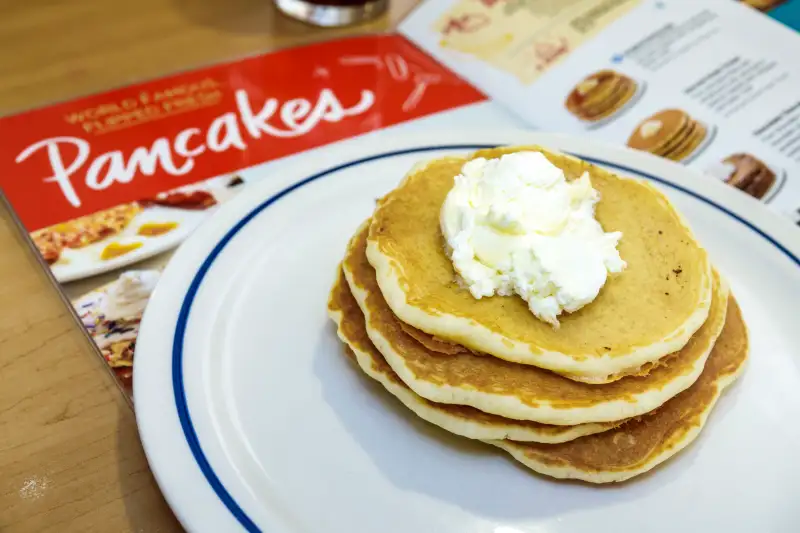 Florida, Gainesville, IHOP, International House Pancakes, plate of pancakes