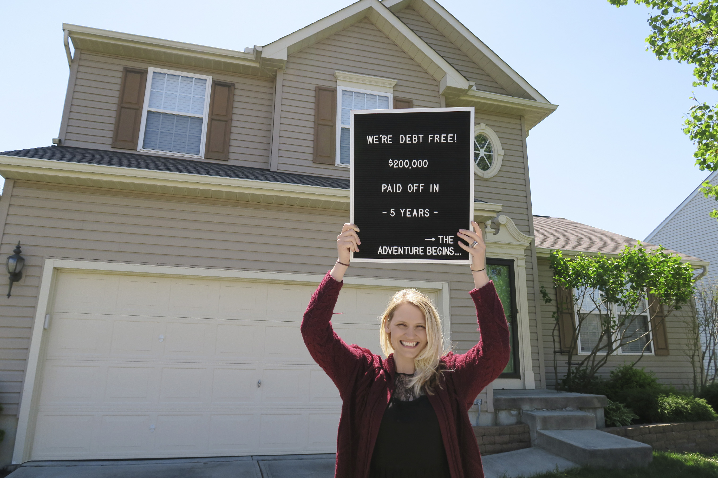 Farrah Keller celebrates being debt-free at her home in Ohio.