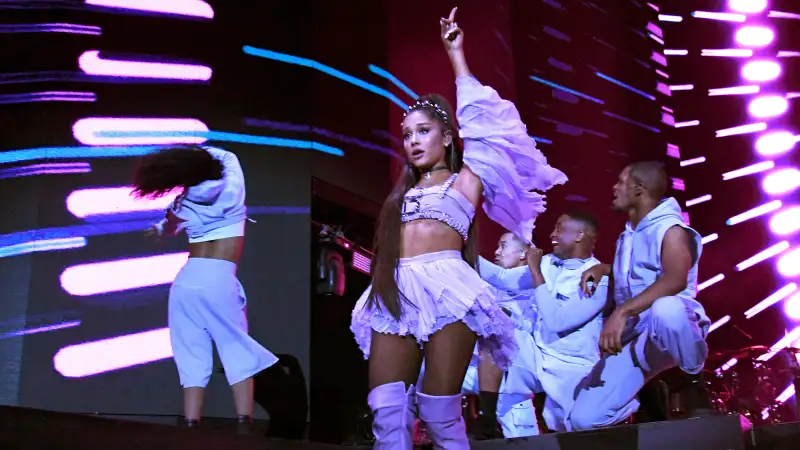 Ariana Grande performs on Coachella Stage during the 2019 Coachella Valley Music And Arts Festival on April 14, 2019 in Indio, California.