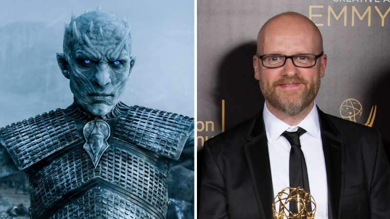 (left) The Night King from Game of Thrones; (right) Barrie Gower, one of the winners of the award for outstanding prosthetic makeup for a series, limited series, movie or a special for Game of Thrones during night one of the Television Academy's 2016 Creative Arts Emmy Awards at the Microsoft Theater on in Los Angeles.