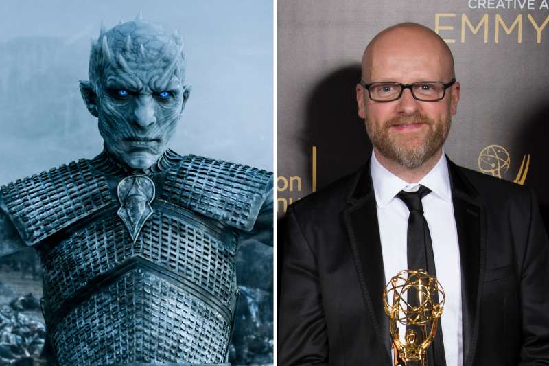 (left) The Night King from Game of Thrones; (right) Barrie Gower, one of the winners of the award for outstanding prosthetic makeup for a series, limited series, movie or a special for Game of Thrones during night one of the Television Academy's 2016 Creative Arts Emmy Awards at the Microsoft Theater on in Los Angeles.