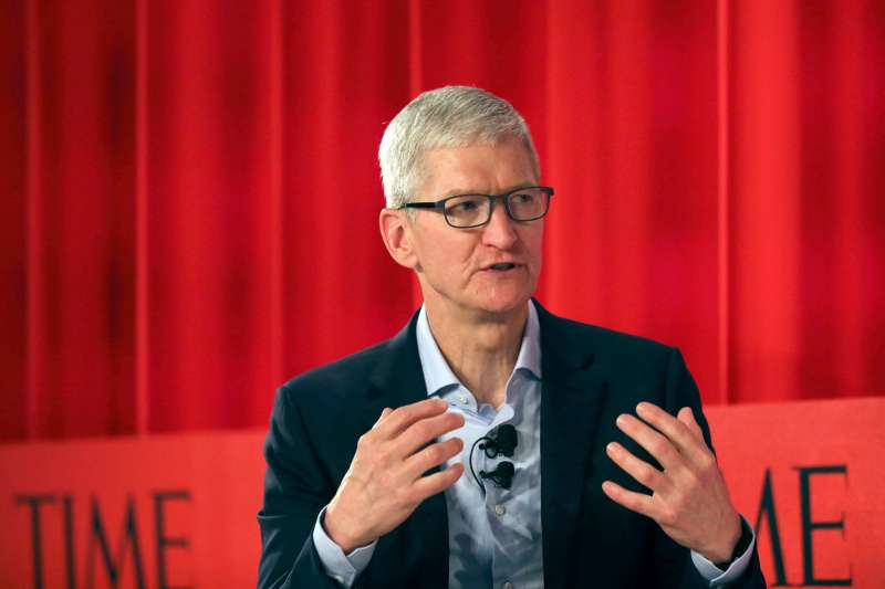 Apple CEO Tim Cook speaks with former TIME managing editor Nancy Gibbs at the TIME 100 Summit on April 23, 2019 in New York City. The day-long TIME 100 Summit showcases the annual TIME 100 list of the most influential people in the world.