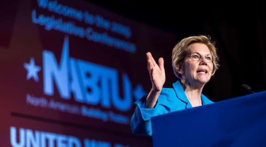 WASHINGTON, DC - APRIL 10: Sen. Elizabeth Warren (D-MA) speaks during the North American Building Trades Unions Conference