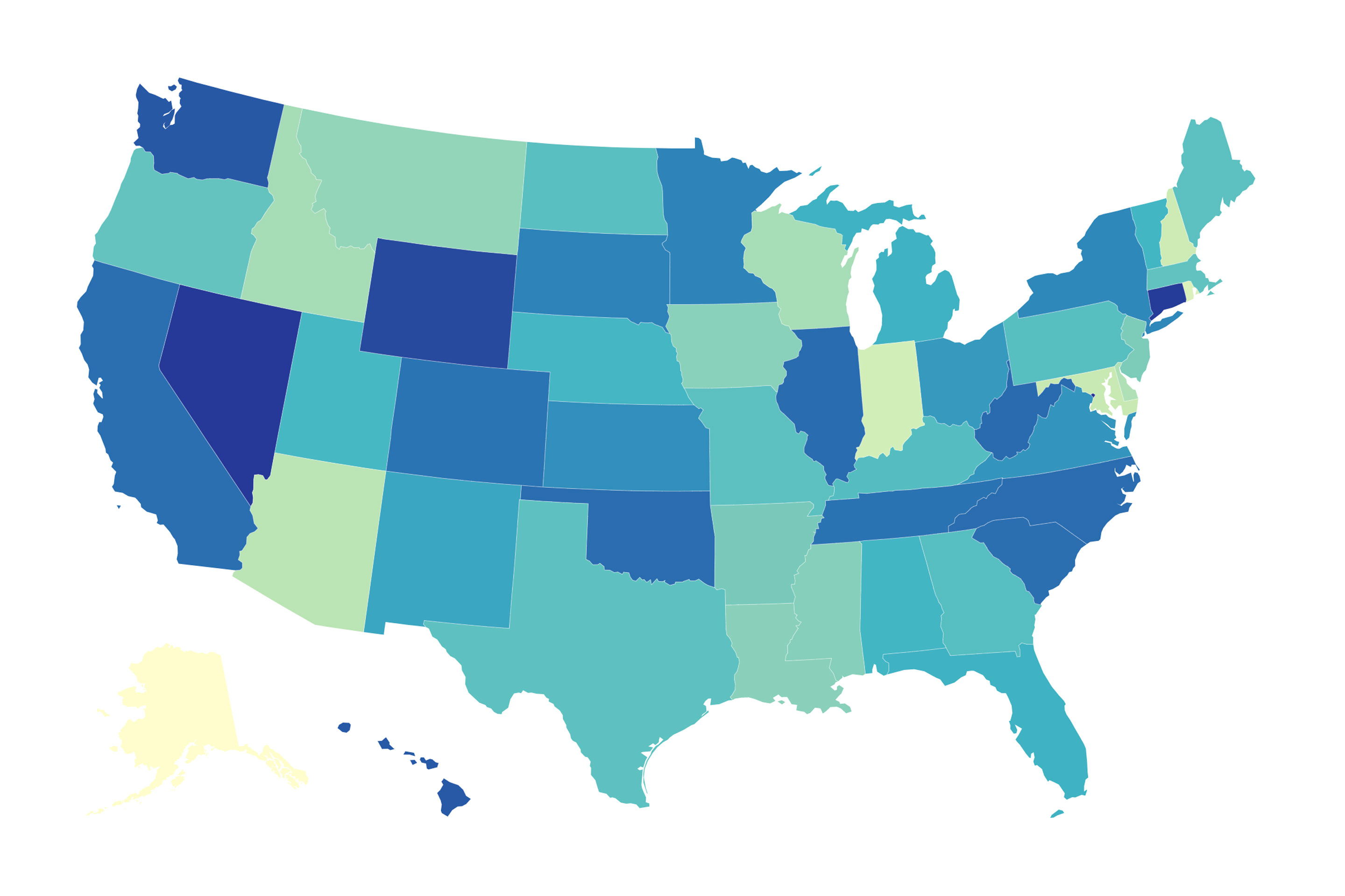 Map: Increase in Average Hourly Earnings, By State | Money