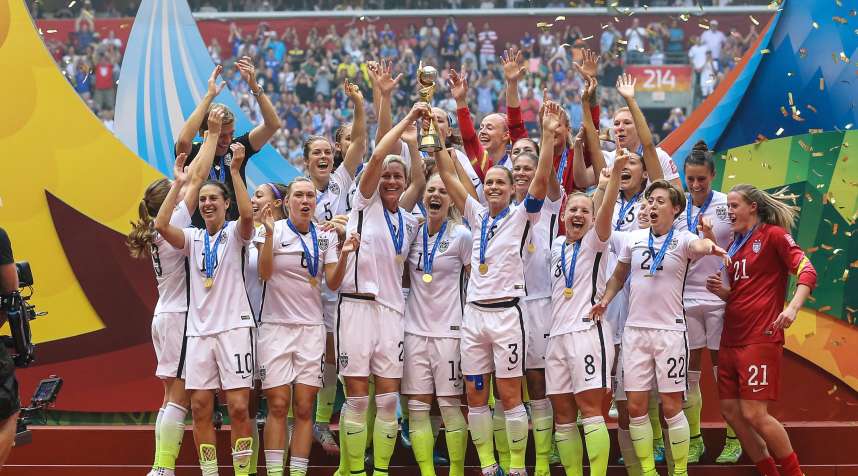 Team USA celebrates their victory during the FIFA Women's World Cup 2015 Final in Canada.