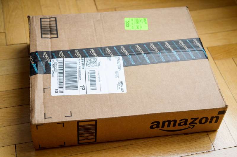 Amazon Box on wooden floor