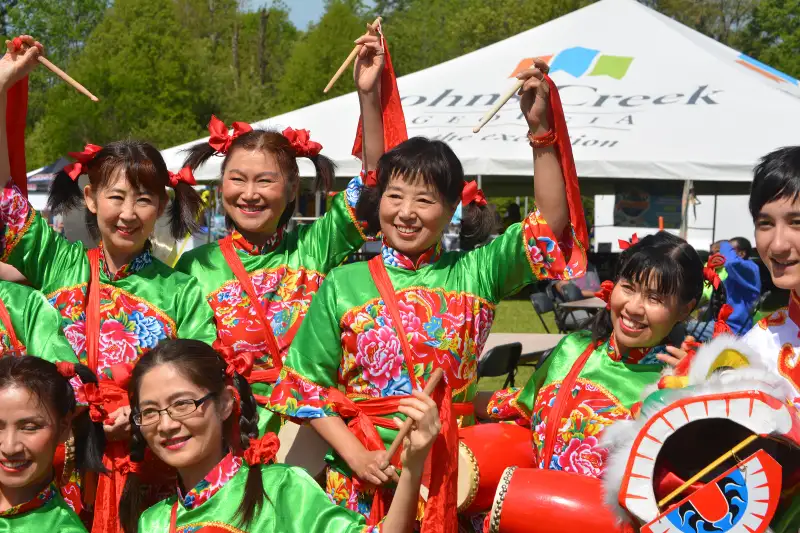 Children performing in Chinese New Year celebration in Johns Creek, Georgia