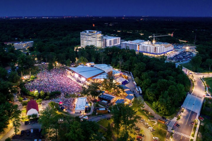 birdseye view of crowded outdoor concert in Columbia, Maryland