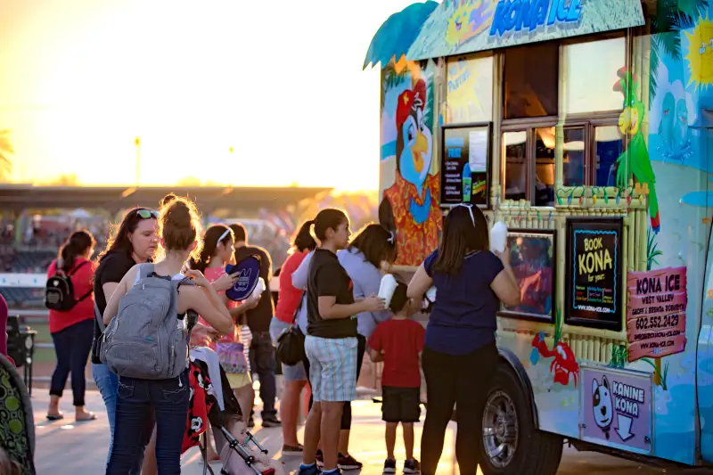 Group of people outside taco truck in Goodyear, Arizona