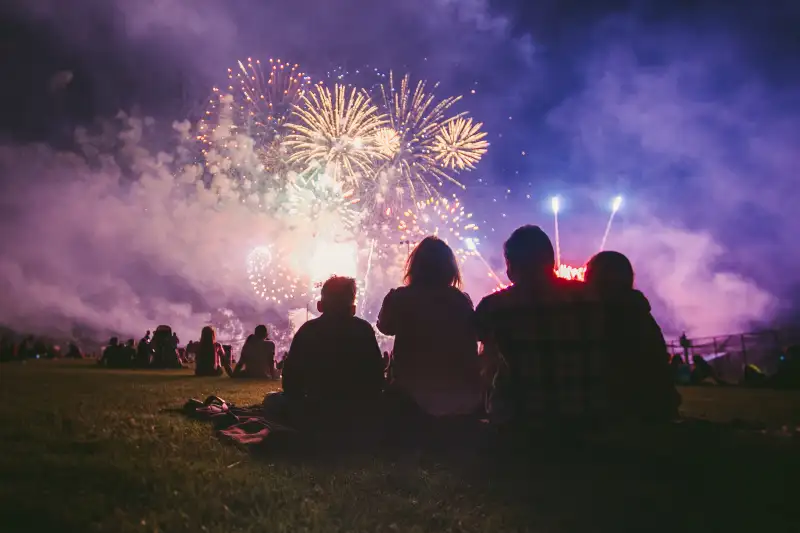 Fireworks display over Rochester Hills, Michigan