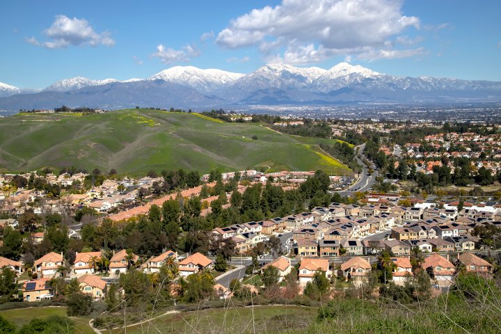 suburban development in chino hills, california