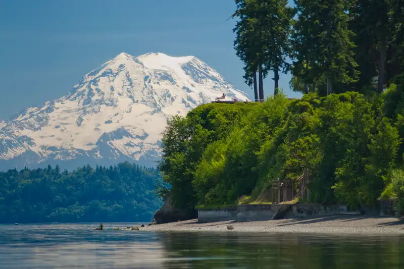 View of Mount Rainier in Lacey, Washington