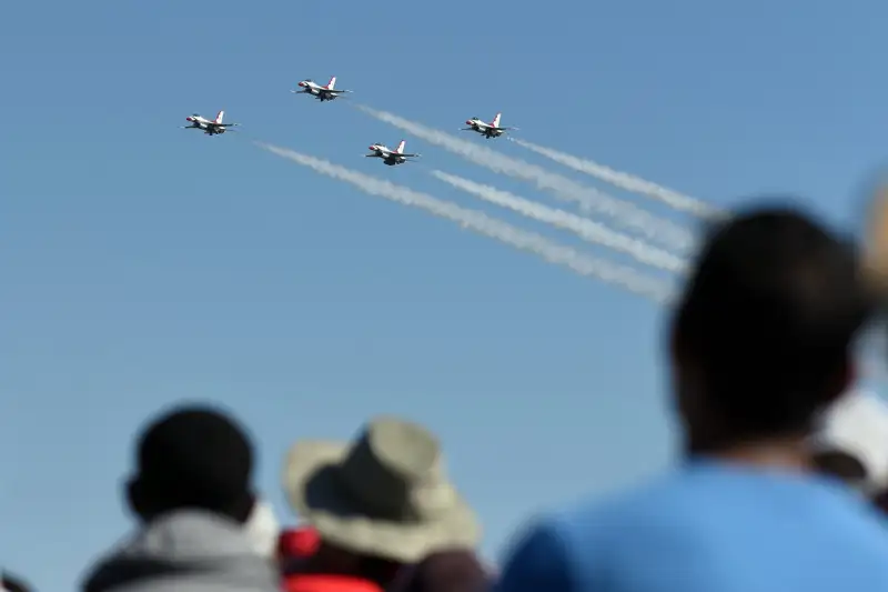 Crowd watching air force sky performance in Warner Robins, Georgia