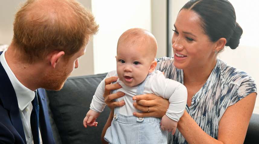 Prince Harry, Meghan Markle, and their baby son Archie meet Archbishop Desmond Tutu during their royal tour of South Africa on September 25, 2019.