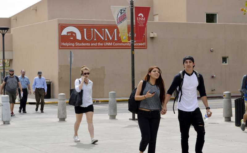 Mandatory Credit: Photo by Russell Contreras/AP/Shutterstock (6084098a)
              Students walk on the campus of the University of New Mexico in Albuquerque. Efforts to make college more accessible in New Mexico and a handful of other states by tapping lottery proceeds are in jeopardy as tuition rises, state budgets falter and ticket sales slump. Tens of thousands of students in New Mexico could see their tuition assistance slashed by 30 percent in 2017 if nothing is done. Colleges in New Mexico are seeing declining enrollment and administrators says they are trying to adjust to the changing landscape
              Lottery-Scholarship Programs, Albuquerque, USA