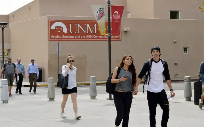 Mandatory Credit: Photo by Russell Contreras/AP/Shutterstock (6084098a)
              Students walk on the campus of the University of New Mexico in Albuquerque. Efforts to make college more accessible in New Mexico and a handful of other states by tapping lottery proceeds are in jeopardy as tuition rises, state budgets falter and ticket sales slump. Tens of thousands of students in New Mexico could see their tuition assistance slashed by 30 percent in 2017 if nothing is done. Colleges in New Mexico are seeing declining enrollment and administrators says they are trying to adjust to the changing landscape
              Lottery-Scholarship Programs, Albuquerque, USA