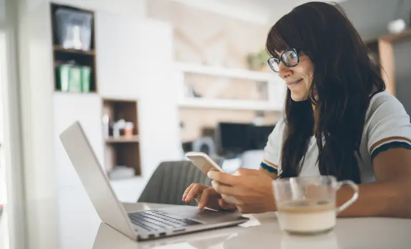 Young woman home office