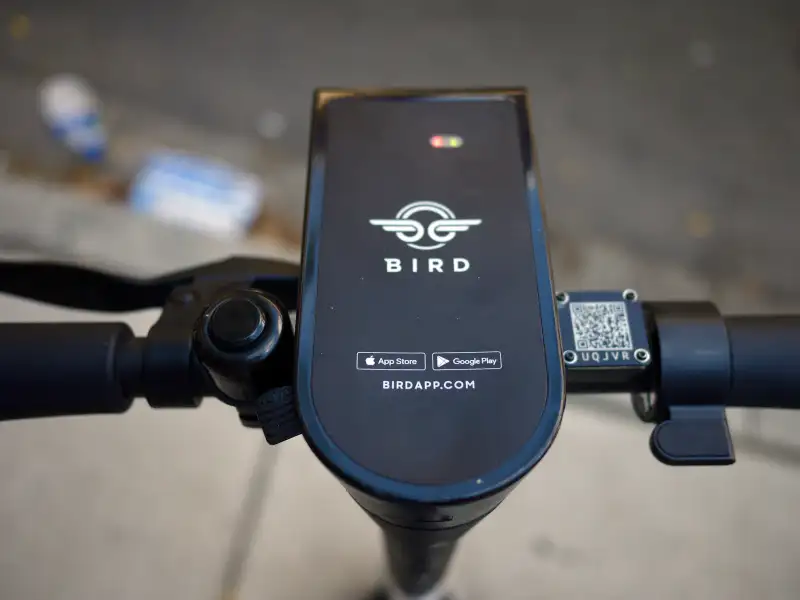 Handlebars Of A Bird Electric Dockless Scooter