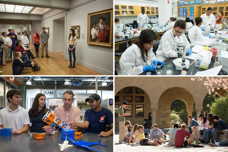 (clockwise from top left) Courtesy of Williams College; Courtesy of Princeton University; Courtesy of Stanford University; Courtesy of University of Virginia