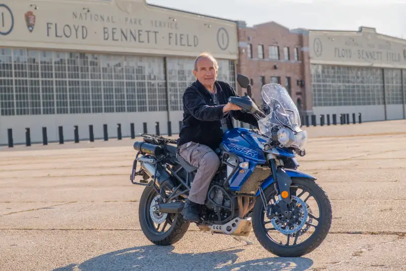 George Perlstein at Floyd Bennett Field, where he practiced riding after his motorcycle accident.