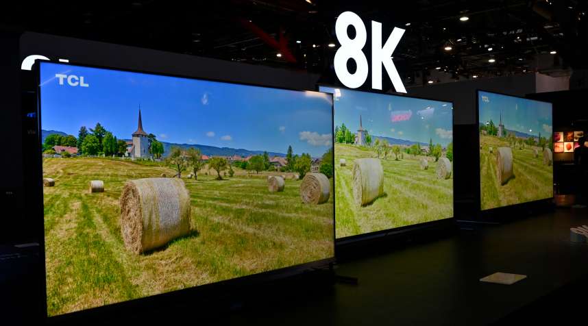 TVs displayed at the TCL booth at CES 2020 technology conference at the Las Vegas Convention Center on January 7, 2020.