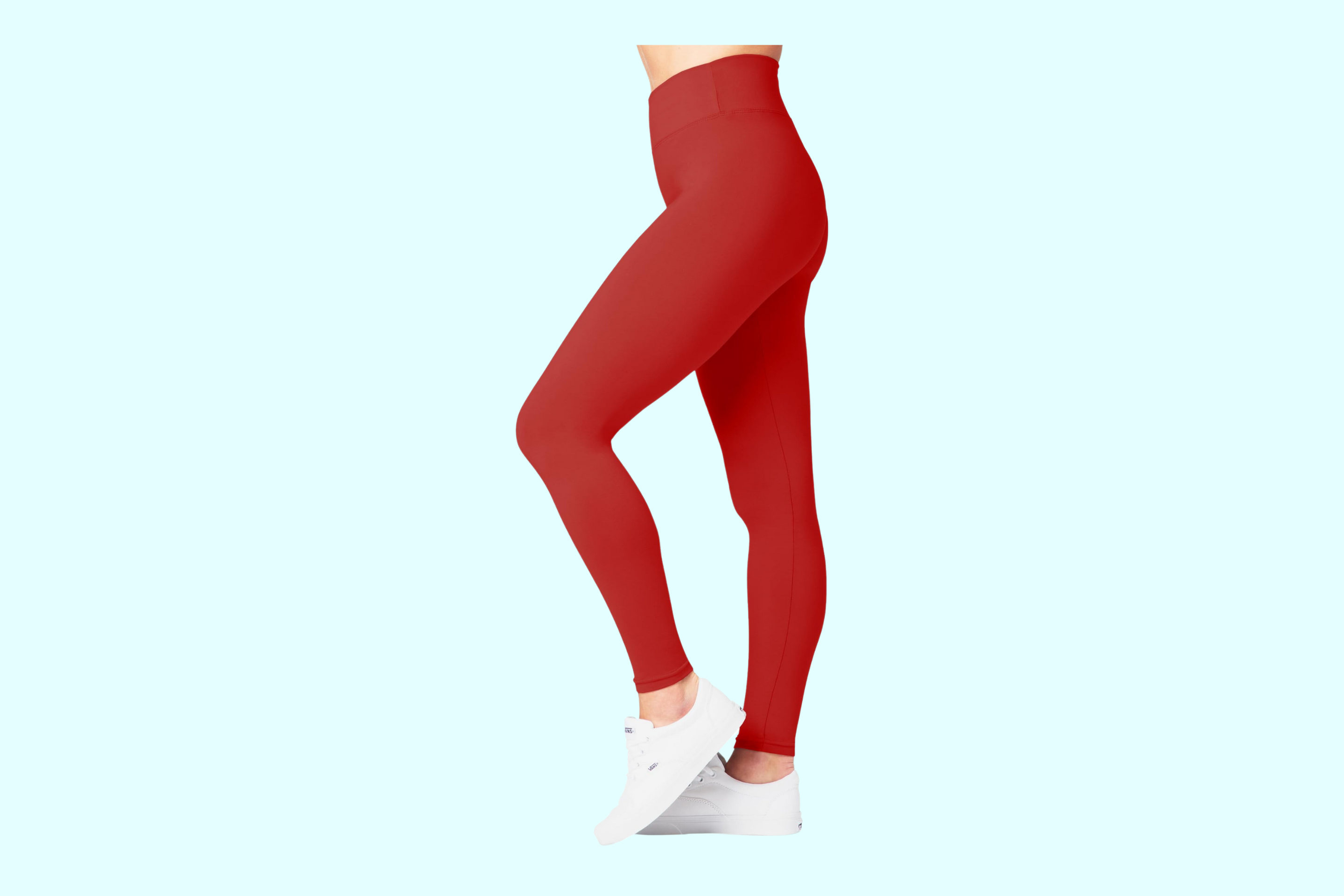 Red SATINA High Waisted Leggings for Women - One Size Yoga Leggings | 3  Waistband