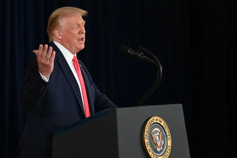 US President Donald Trump speaks during a news conference in Bedminster, New Jersey, on August 8, 2020.