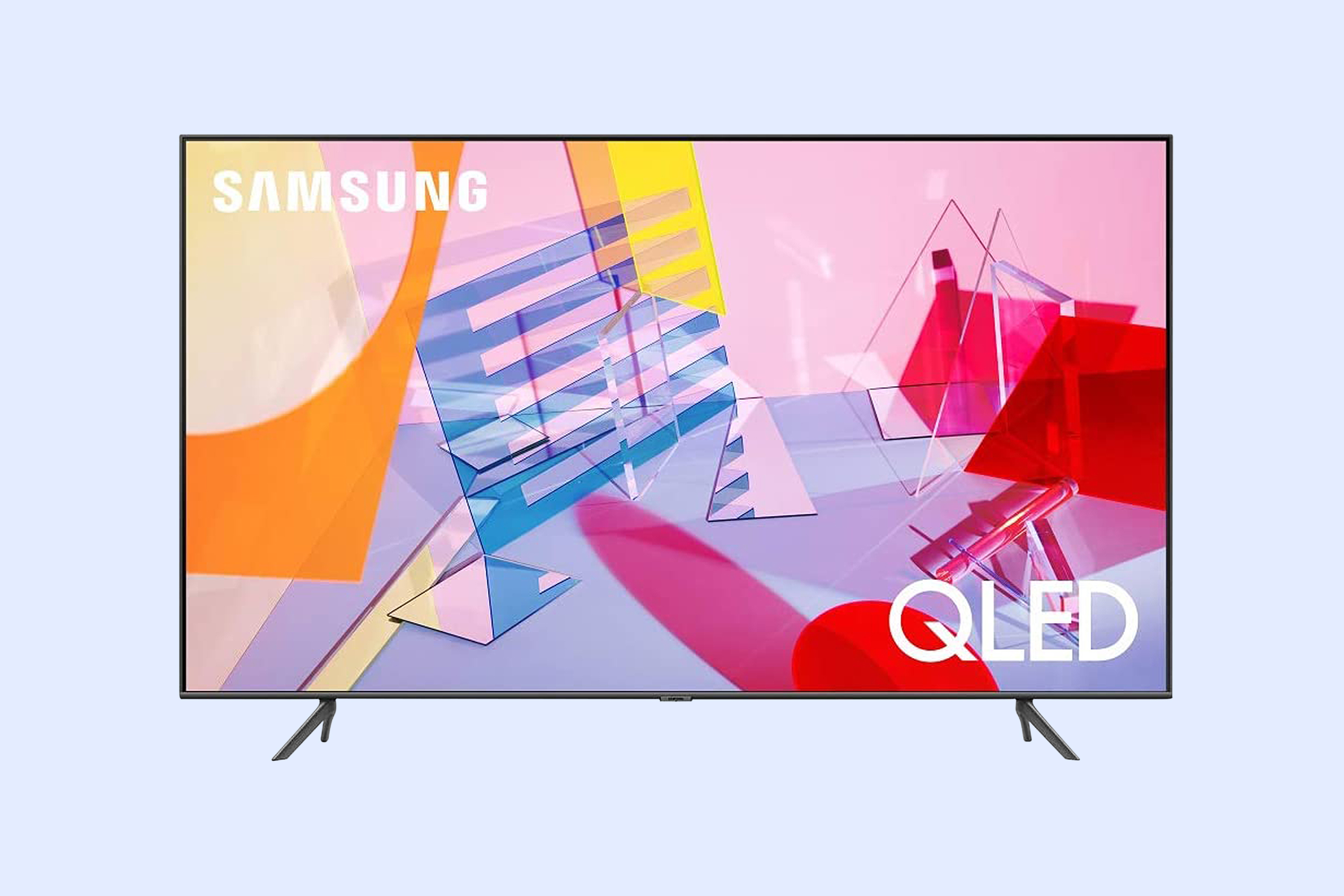 Samsung QLED Smart TV with Abstract Art on Screen