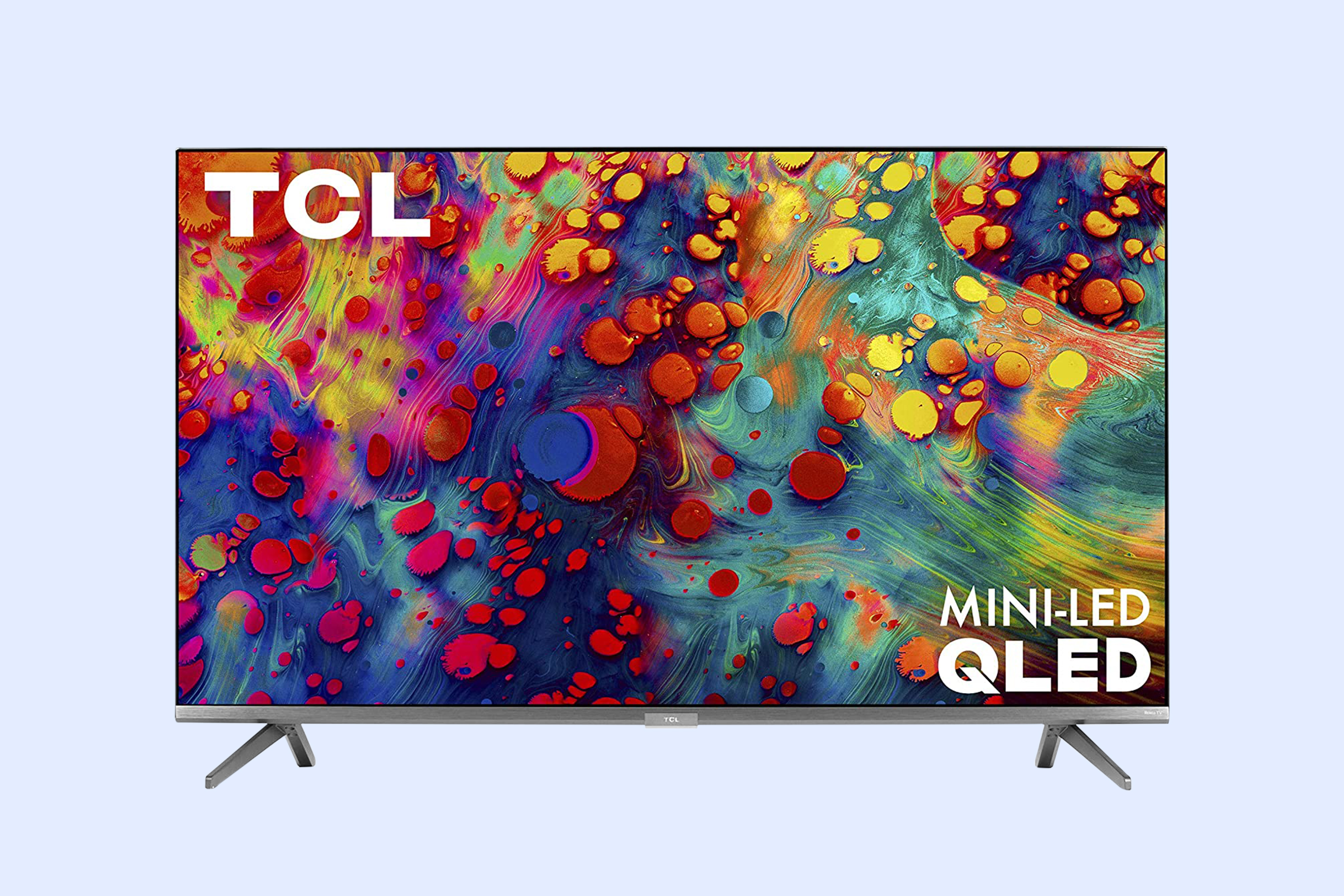 TCL Smart TV with Mini LED QLED Properties and Abstract Art on Screen