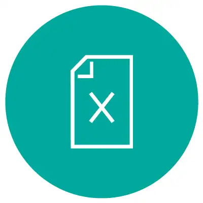 icon: piece of paper with x sign