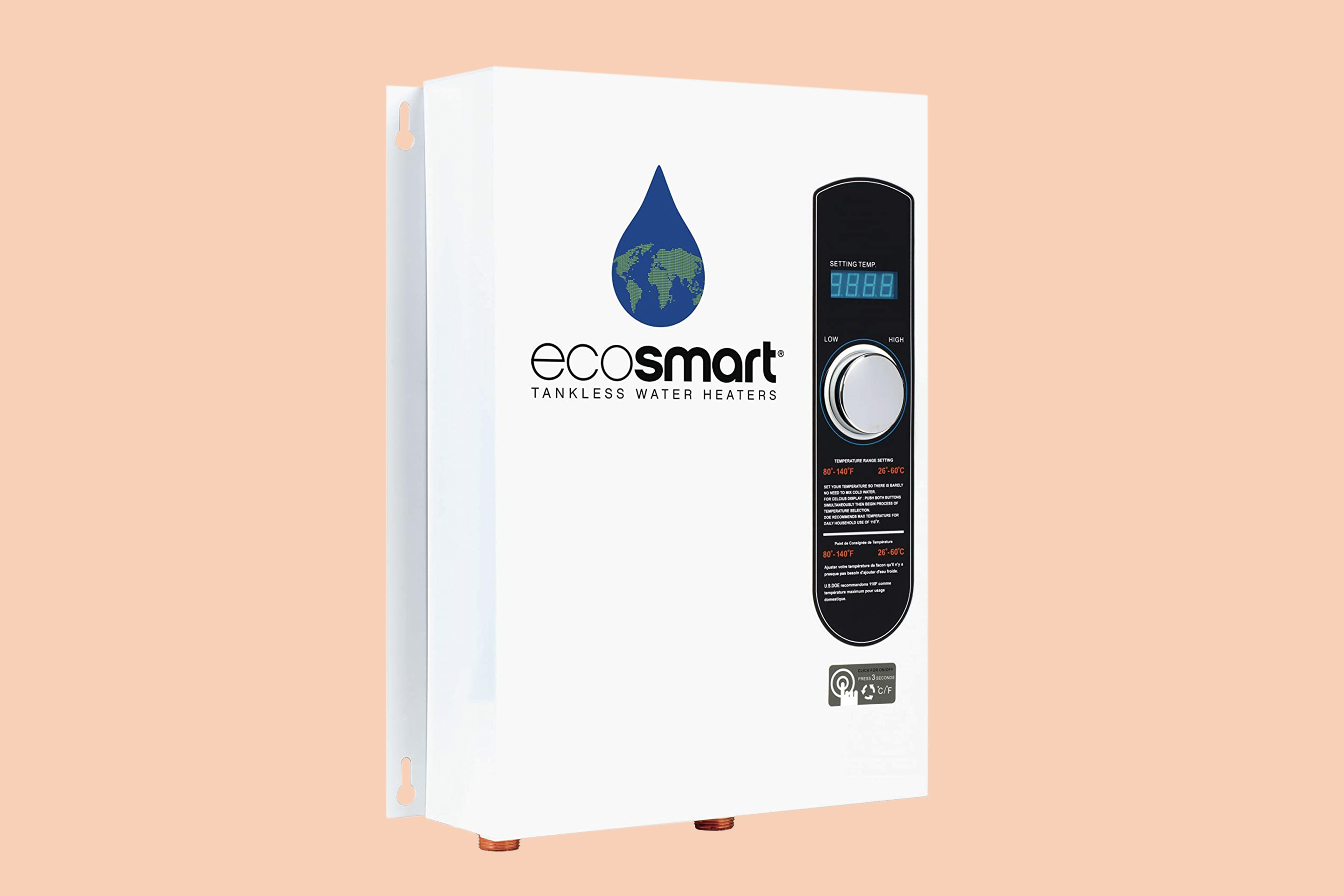 White Eco Smart Water Heater with Dial