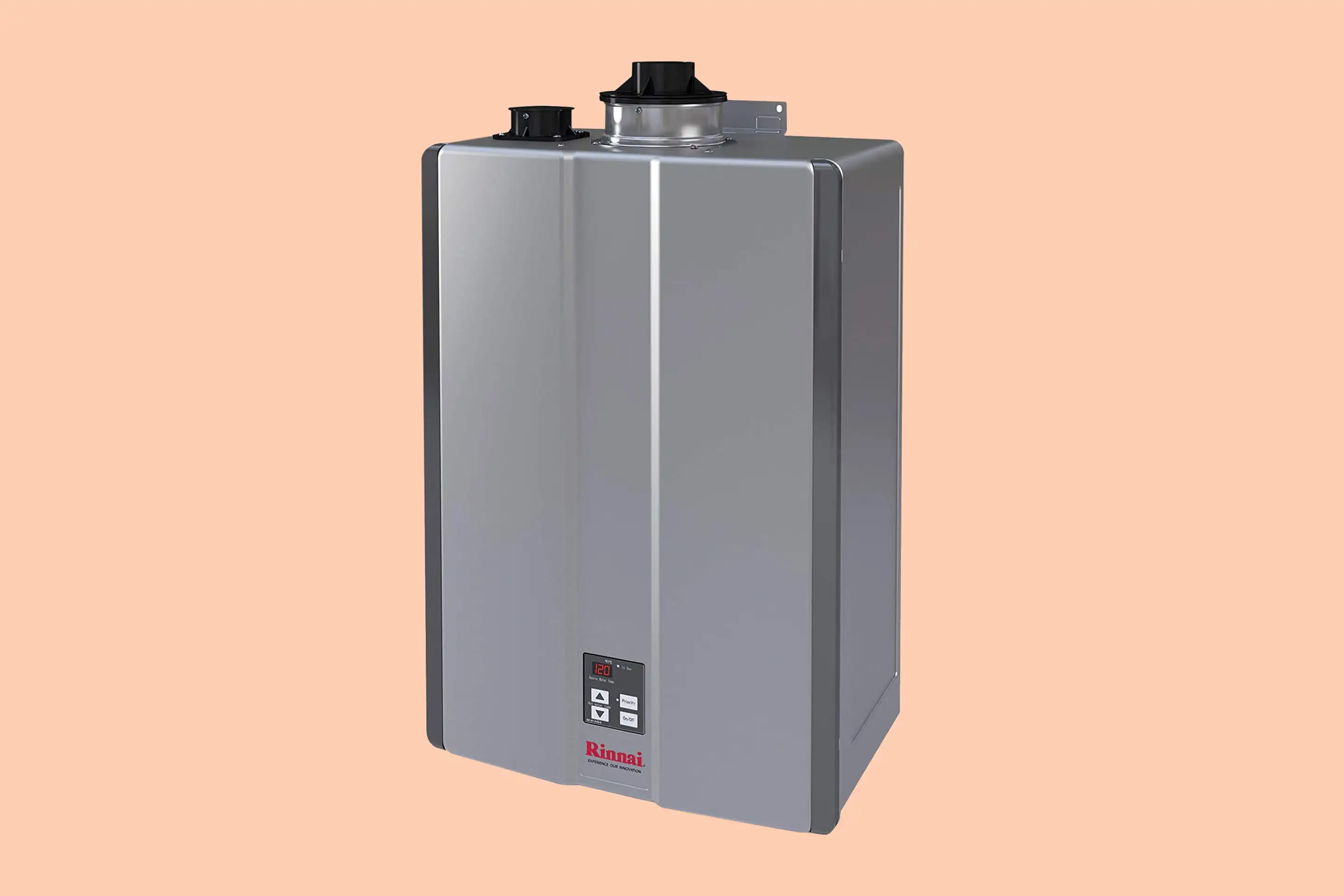 Silver Tankless Water Heater with Control Pad